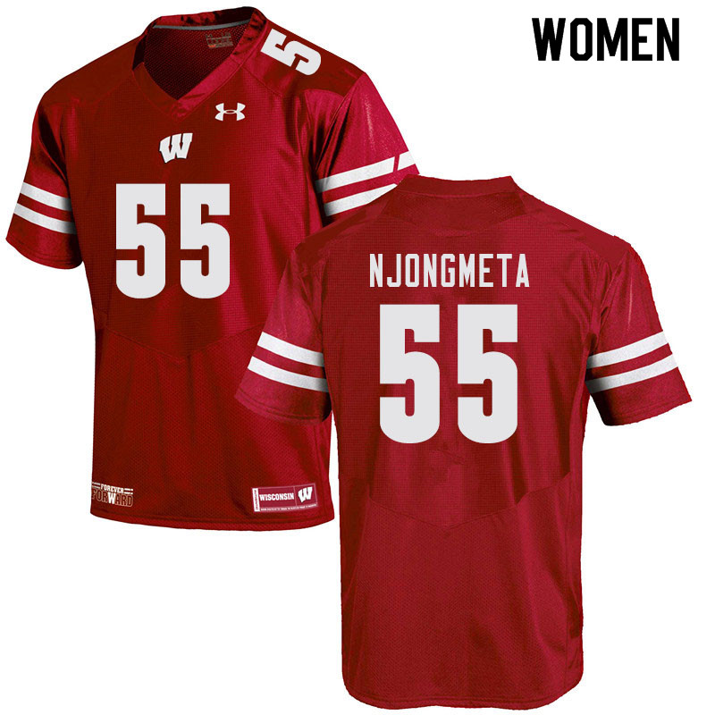 Wisconsin Badgers Women's #55 Maema Njongmeta NCAA Under Armour Authentic Red College Stitched Football Jersey XR40I07NA